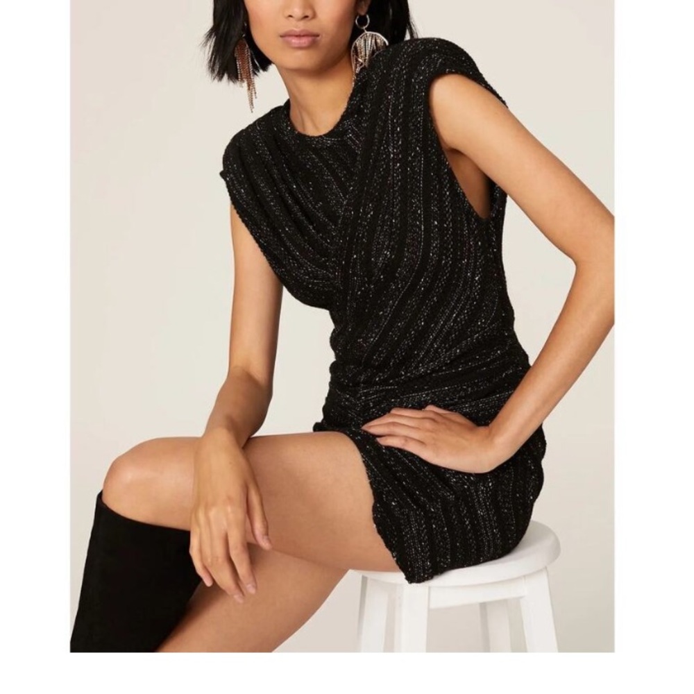 IRO Black Ruched Tozcan Mini Dress EU 36 Small